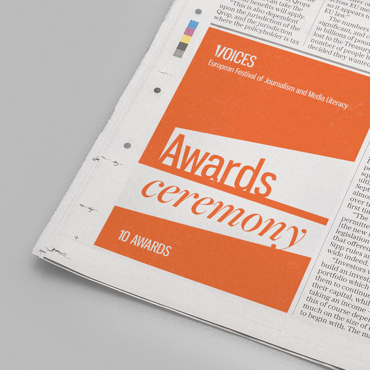 Section of a newspaper with the title Awards Ceremony
